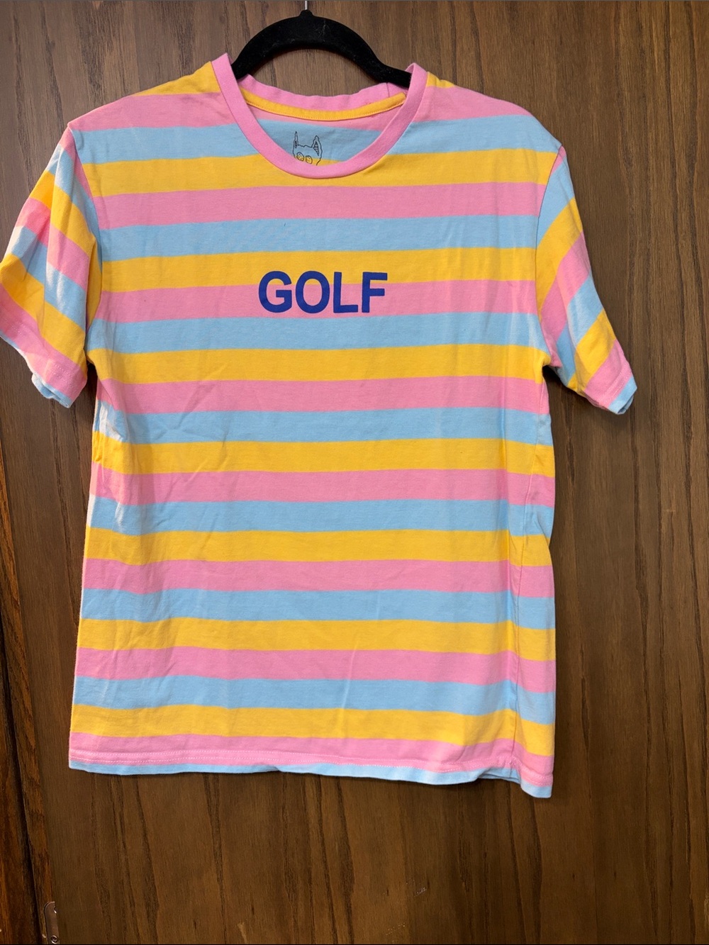 Golf Wang Men’s Striped Tee in Pink, Yellow & Blue